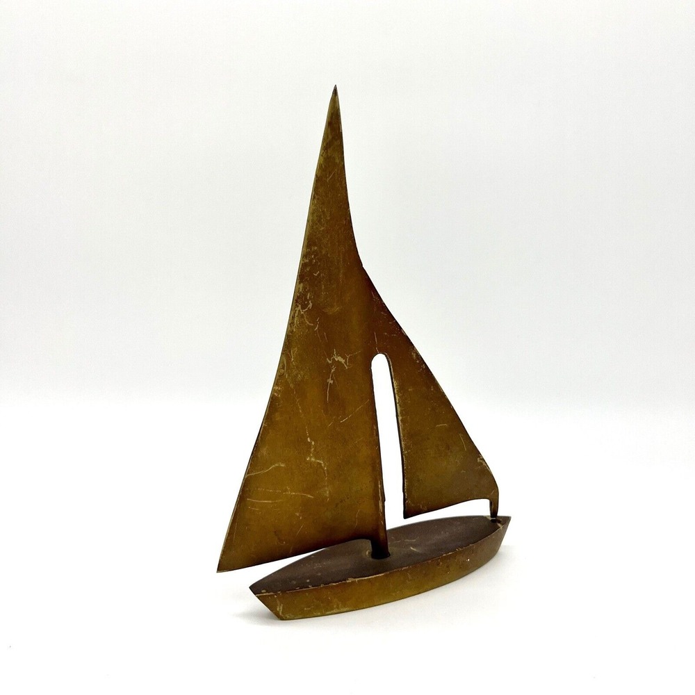 India‎ Arts Sailboat Sculpture Brass Boat Decor Vintage Tabletop Decoration